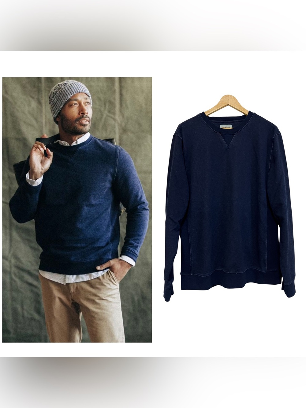 Taylor Stitch The Apres Terry Crew Sweatshirt Indigo Terry Organic Cotton Sz 42